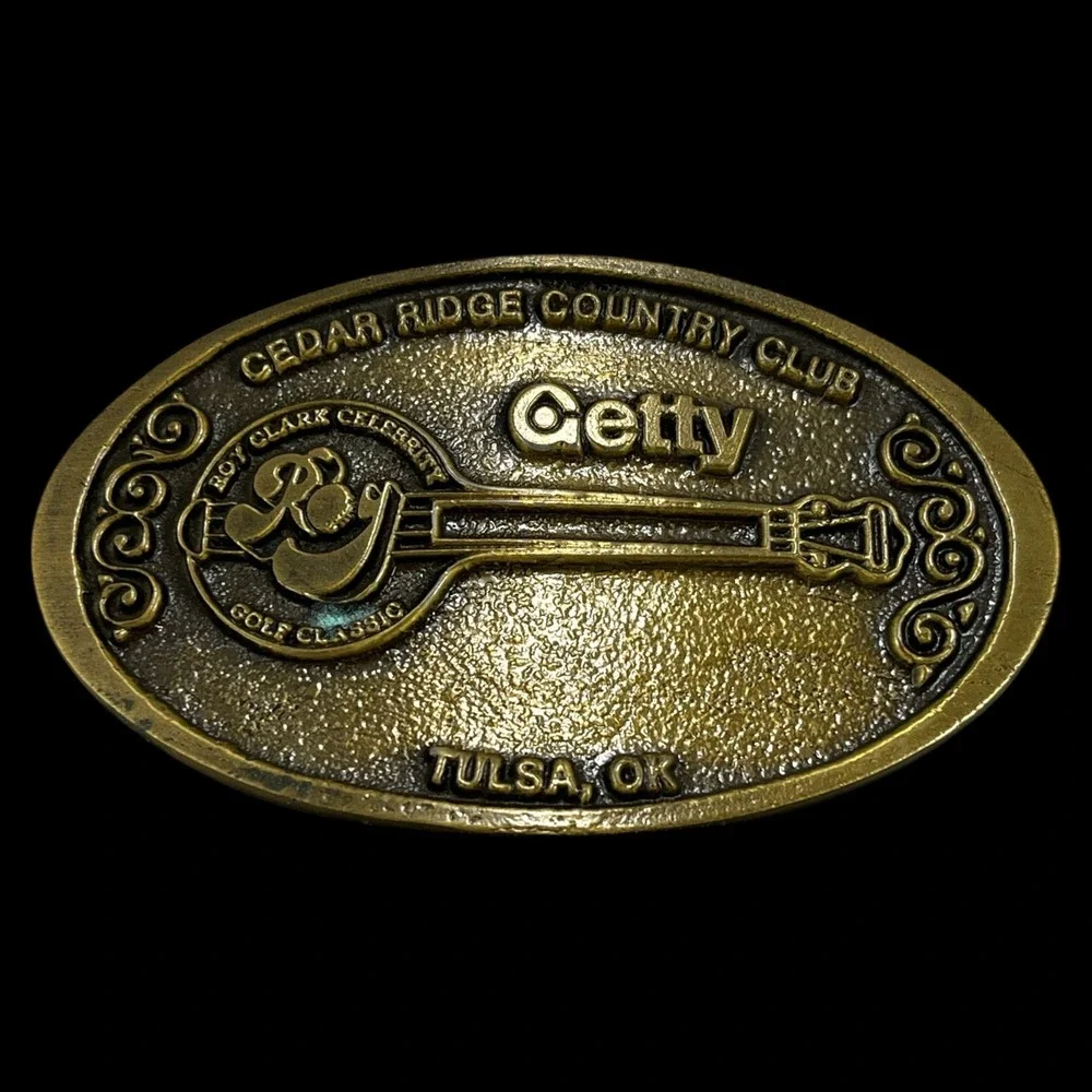 Belt Buckle Vintage B&H Roy Clark Celebrity Golf Classic Cedar Ridge Getty Brass